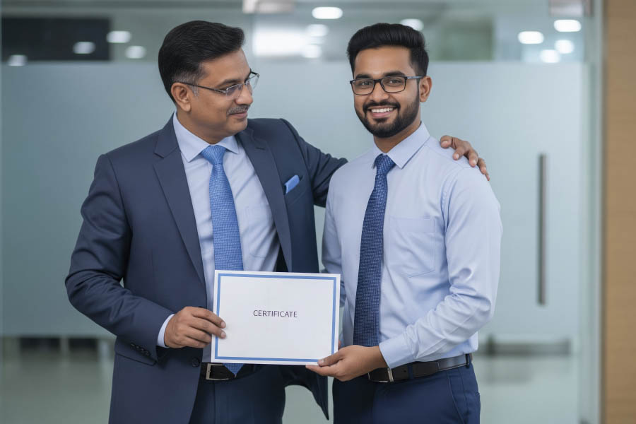Client receiving their ISO certification